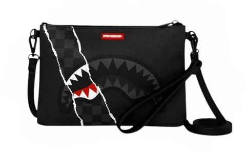Sprayground Pochette Center Rip Revealing Gray Check - vista 1