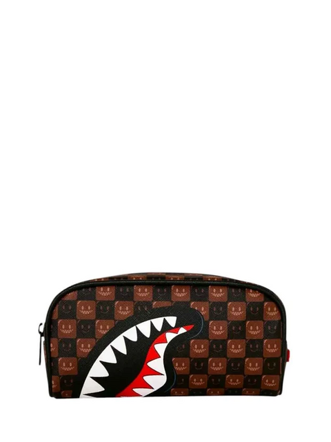 Sprayground Astuccio Sharks In Paris WTF Bubble Brown Check - vista 1