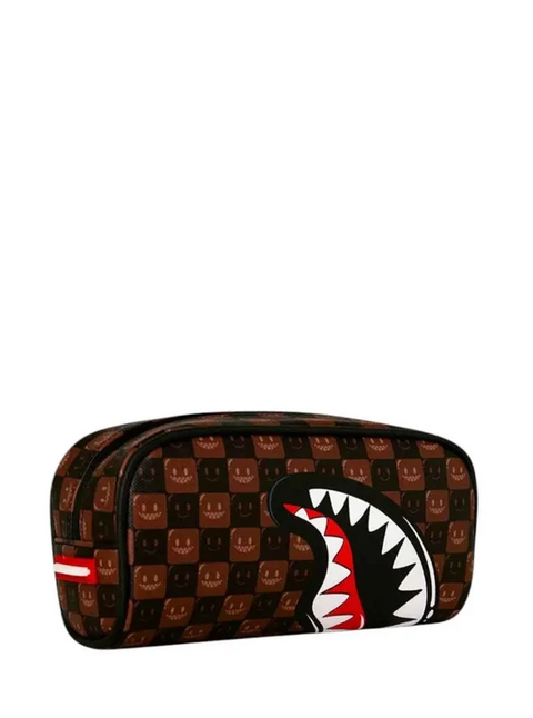 Sprayground Astuccio Sharks In Paris WTF Bubble Brown Check - vista 2