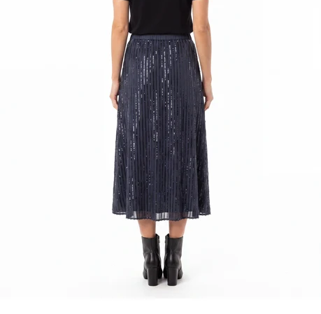 Gonna in cotone con paillettes blu Weekend Max Mara Fiordi