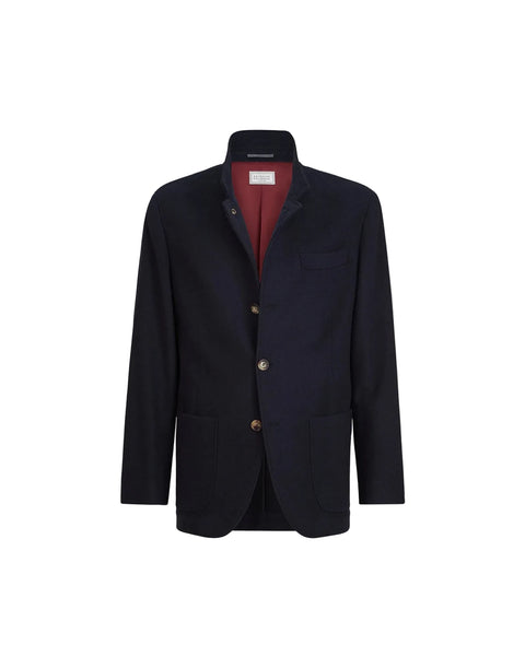 Giacca in Panno di Cashmere Idrorepellente - Blu Colorato