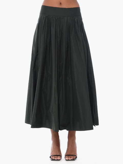 Gonna a pieghe in taffetà verde scuro 'S Max Mara Romina