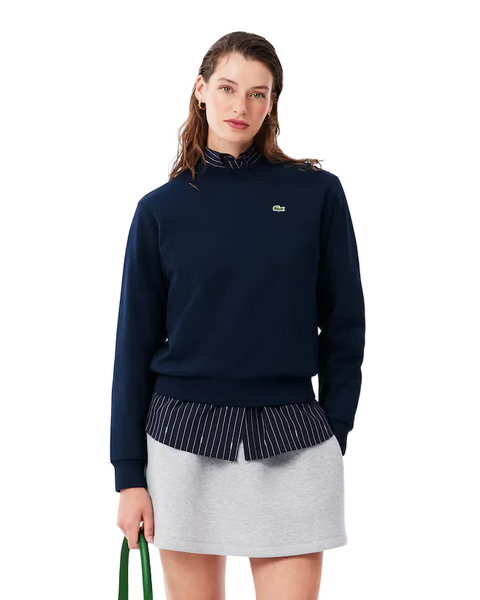 Felpa girocollo blu navy relaxed fit Lacoste donna