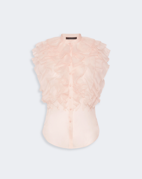 Max Mara Pianoforte Camicia in Organza di Pura Seta - Blush
