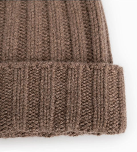 Cappello a Coste in Cashmere - Taupe