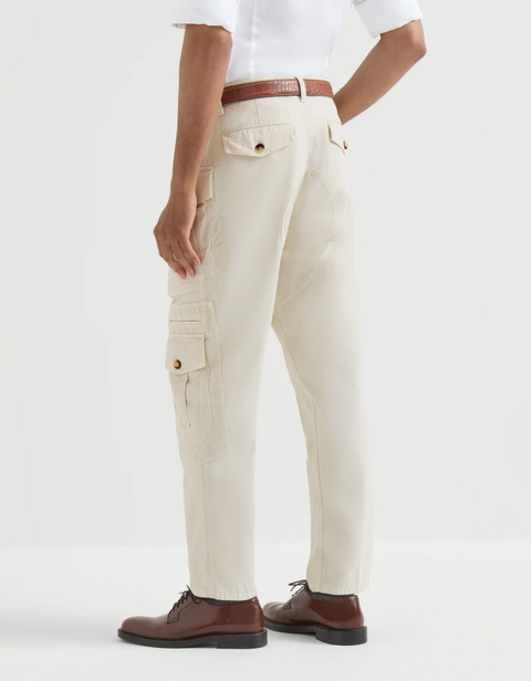 Brunello Cucinelli Pantalone in gabardina di cotone - Bianco