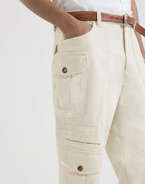 Brunello Cucinelli Pantalone in gabardina di cotone - Bianco
