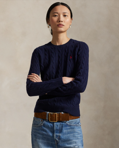 Maglione girocollo in lana e cashmere a trecce Polo Ralph Lauren