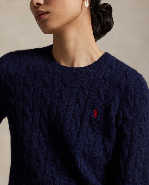 Maglione girocollo in lana e cashmere a trecce Polo Ralph Lauren