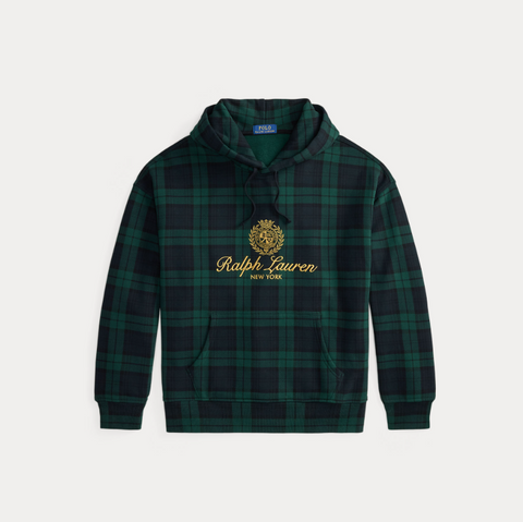 Polo Ralph Lauren Felpa con cappuccio Blackwatch e stemma ricamato