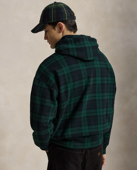 Polo Ralph Lauren Felpa con cappuccio Blackwatch e stemma ricamato