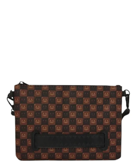Sprayground Pochette Sharks In Paris WTF Bubble Brown Check - vista 2