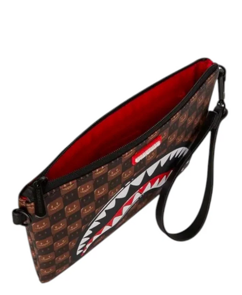 Sprayground Pochette Sharks In Paris WTF Bubble Brown Check - vista 3