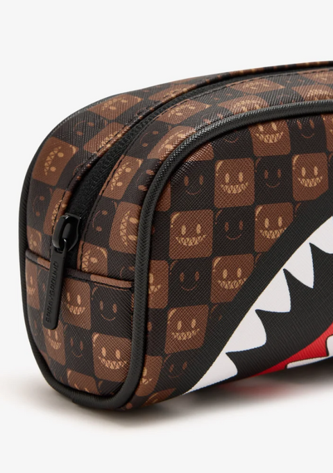 Sprayground Astuccio Sharks In Paris WTF Bubble Brown Check - vista 3