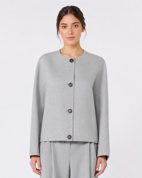 'S Max Mara Giacca Crop con Sciarpa - Cocoon Grey Melange