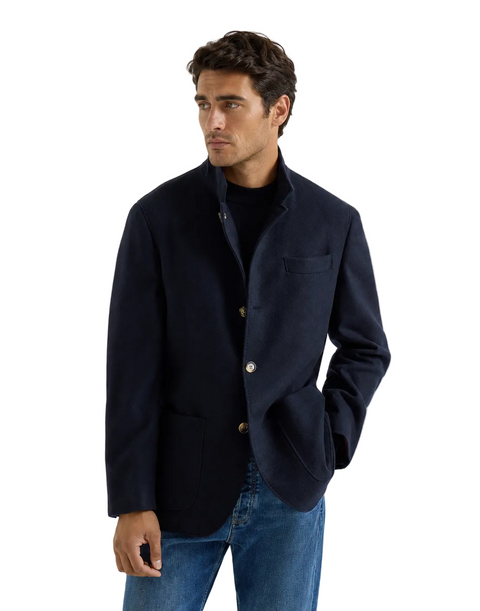 Giacca in Panno di Cashmere Idrorepellente - Blu Colorato
