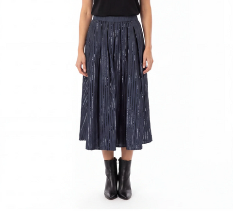 Gonna in cotone con paillettes blu Weekend Max Mara Fiordi