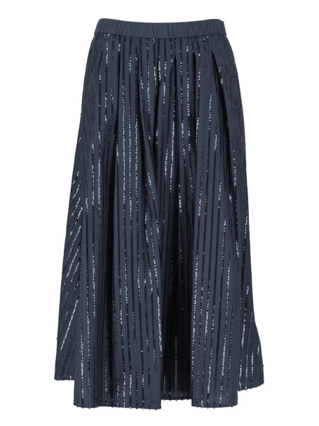 Gonna in cotone con paillettes blu Weekend Max Mara Fiordi
