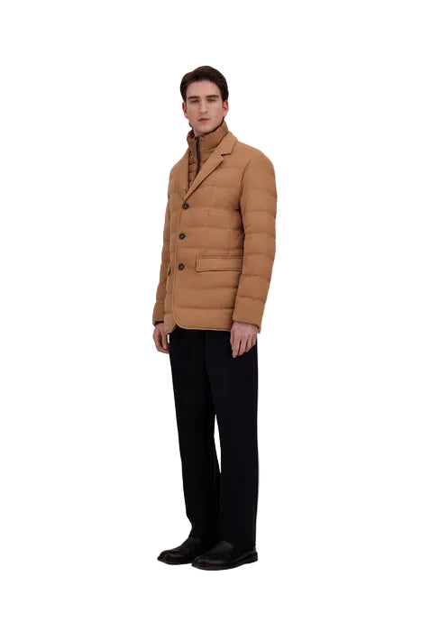 Piumino blazer cammello