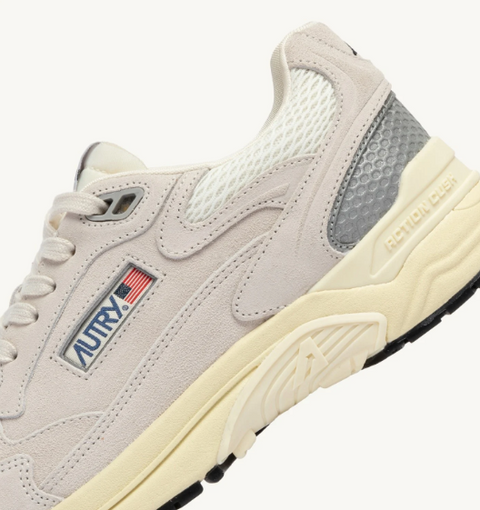 Sneakers Hyperway – Mesh e suede bianco e argento