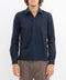 Polo manica lunga in jersey stretch blu navy