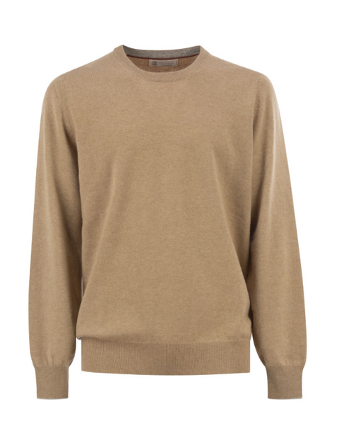 Maglia Girocollo in Cashmere - Camel