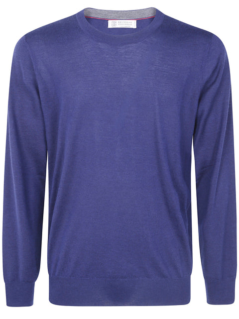 Maglia Leggera in Cashmere e Seta - Blu Marina + Grigio Scuro