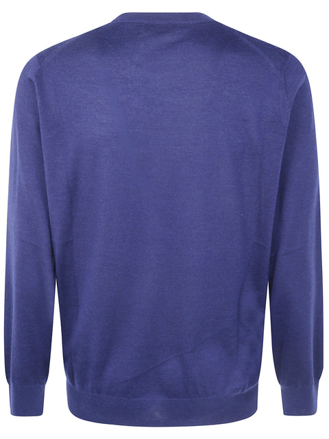 Maglia Leggera in Cashmere e Seta - Blu Marina + Grigio Scuro