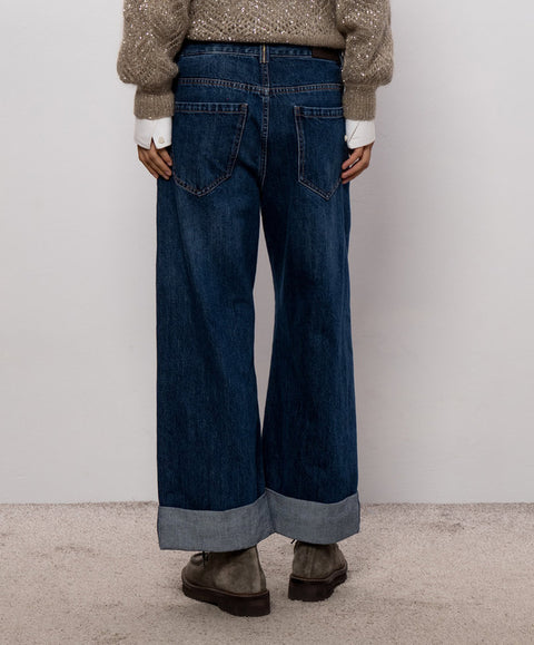 Brunello Cucinelli Pantaloni in Denim Iconic Dark Blue