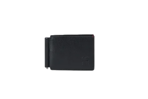 Portafoglio con Clip in Pelle - Nero