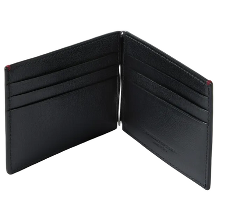 Portafoglio con Clip in Pelle - Nero