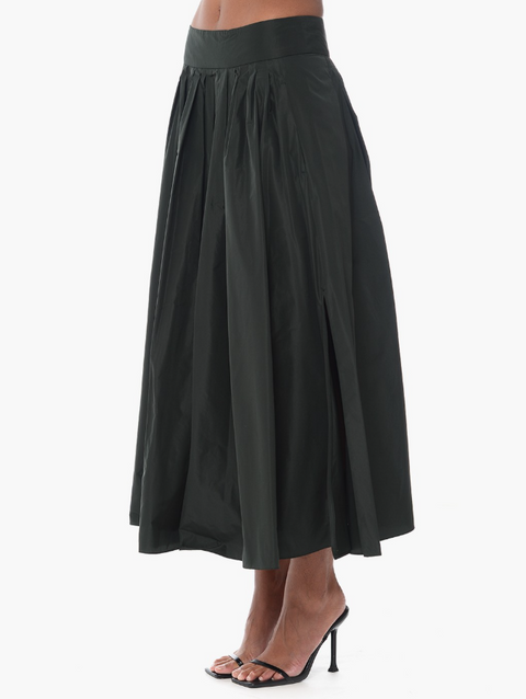 Gonna a pieghe in taffetà verde scuro 'S Max Mara Romina