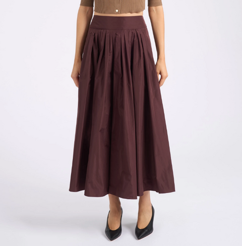 Gonna a pieghe in taffetà bordeaux 'S Max Mara Romina