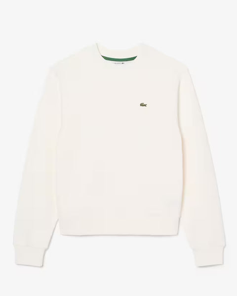 Lacoste Felpa girocollo bianca relaxed fit donna