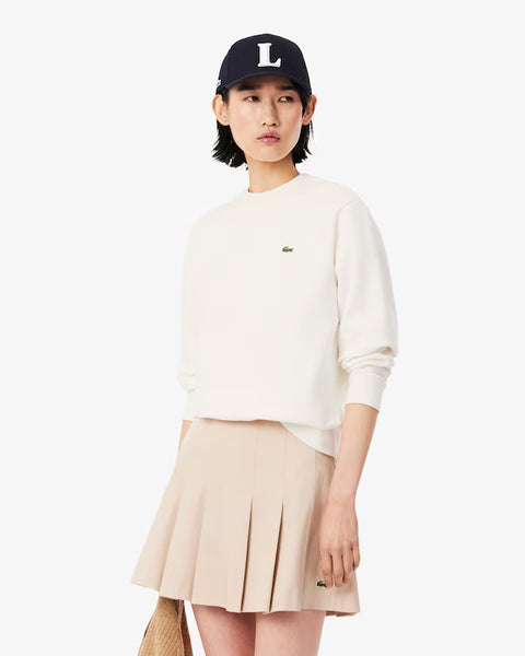 Lacoste Felpa girocollo bianca relaxed fit donna