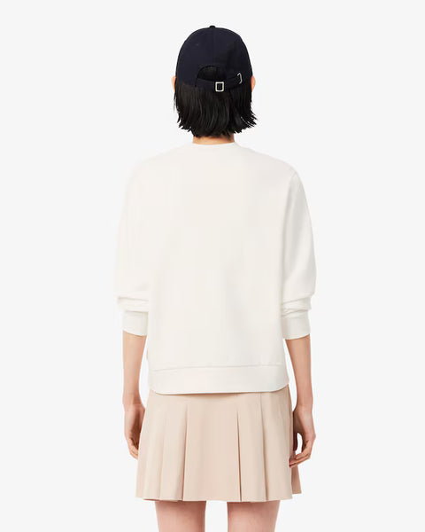 Lacoste Felpa girocollo bianca relaxed fit donna